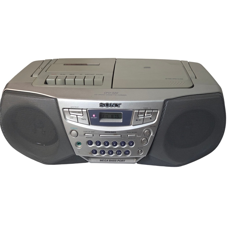 Sony CFD-S22 CD Radio Cassette Player Boombox Mega Bass Portable EUC WORKS